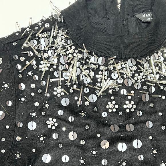 Marciano Sequin Beaded Mini Sweater Dress Size XS Black Pixie Long Sleeve Used - Picture 6 of 14
